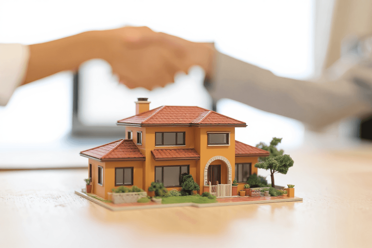 City skyline, floorplans and a digital property dashboard.