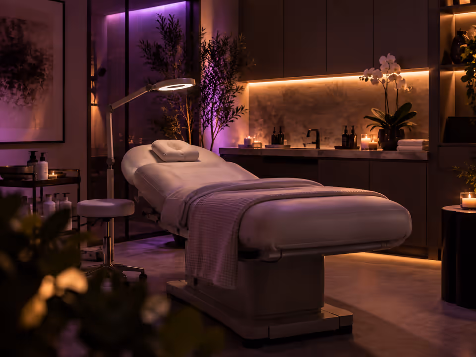 Calm treatment room in a modern med spa