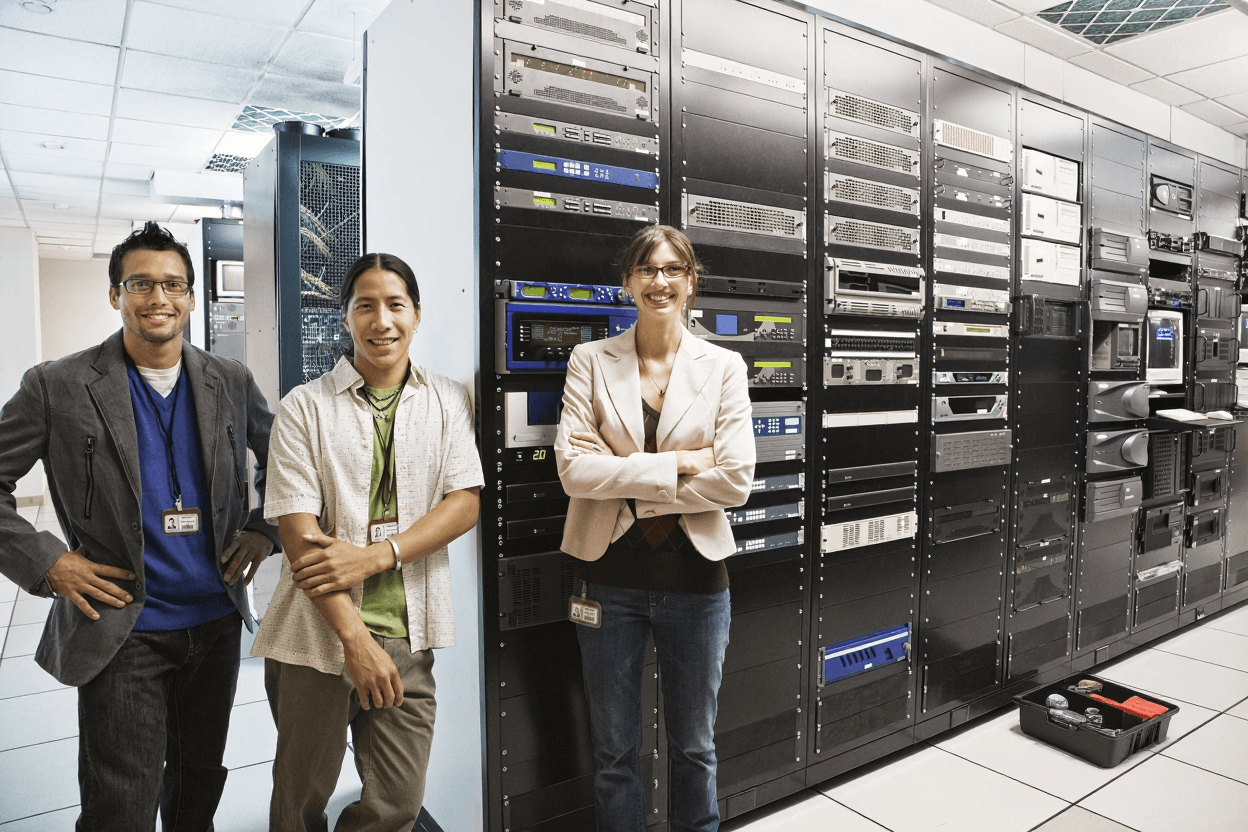 Interfaces, dashboards, and code views for an IT and technology platform.